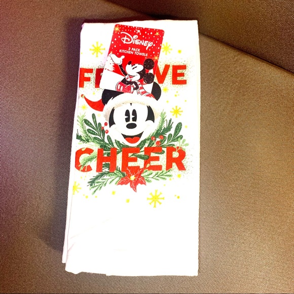 DISNEY MICKEY MOUSE “Festive Cheer” Christmas Kitchen Towels 2Pk - Picture 2 of 5